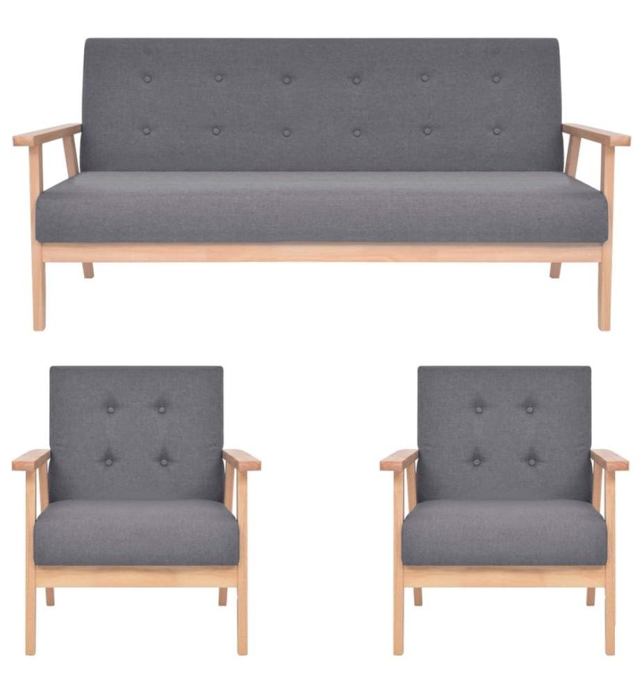 Ensemble de canapés 3 pcs Tissu Gris foncé