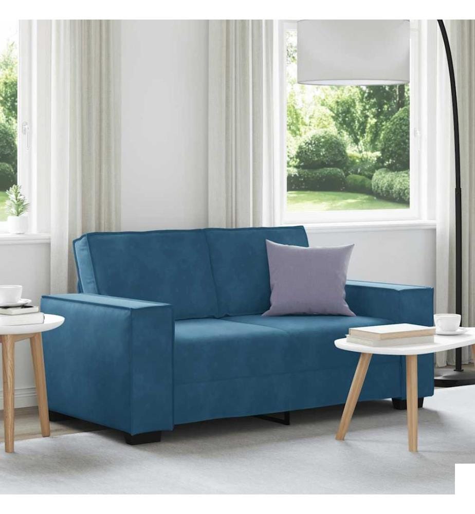 Canapé à 2 places Bleu 160x78x84 cm Velours