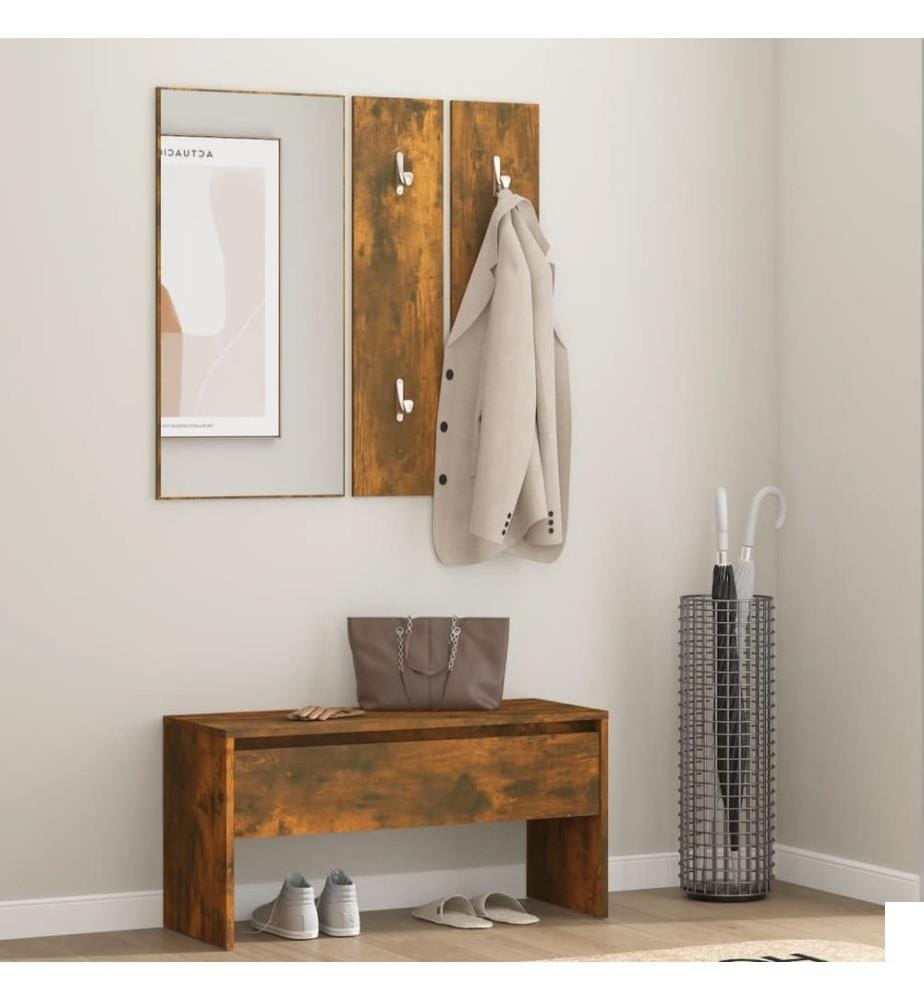 Ensemble de meubles de couloir Chêne fumé Bois d'ingénierie