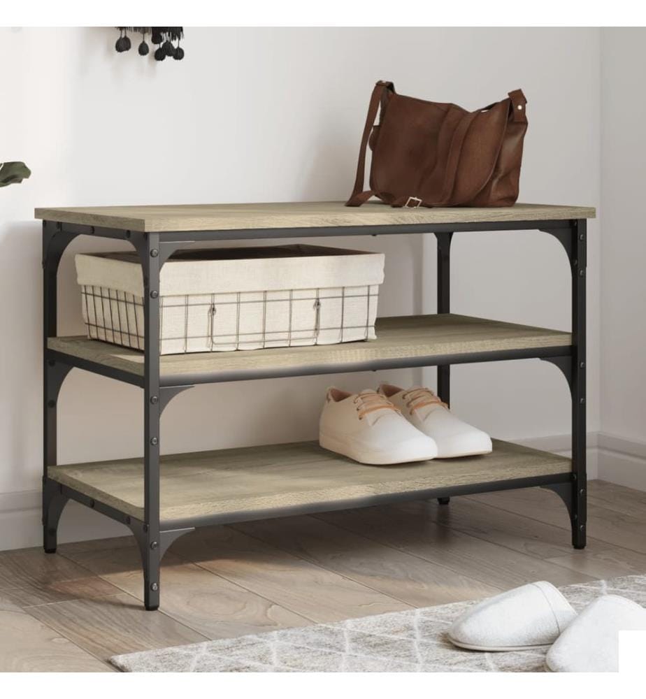 Banc à chaussures chêne sonoma 70x38,5x49 cm bois d'ingénierie