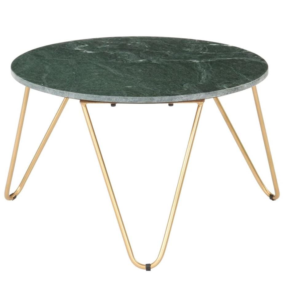 Table basse Vert 65x65x42 cm Pierre véritable et texture marbre