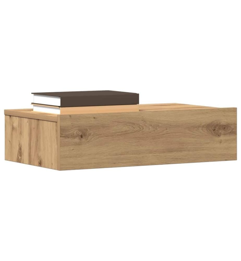 Table de chevet chêne artisanal 60x35 cm bois dingénierie
