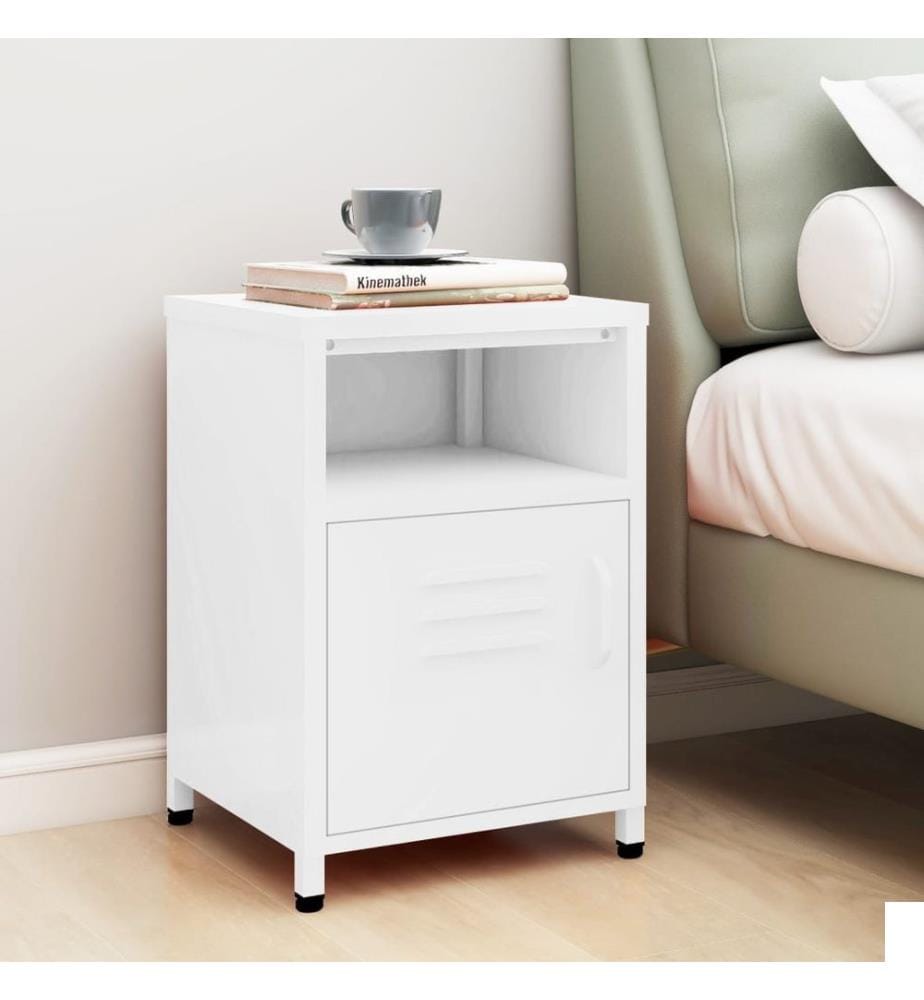Table de chevet Blanc 35x35x51 cm Acier