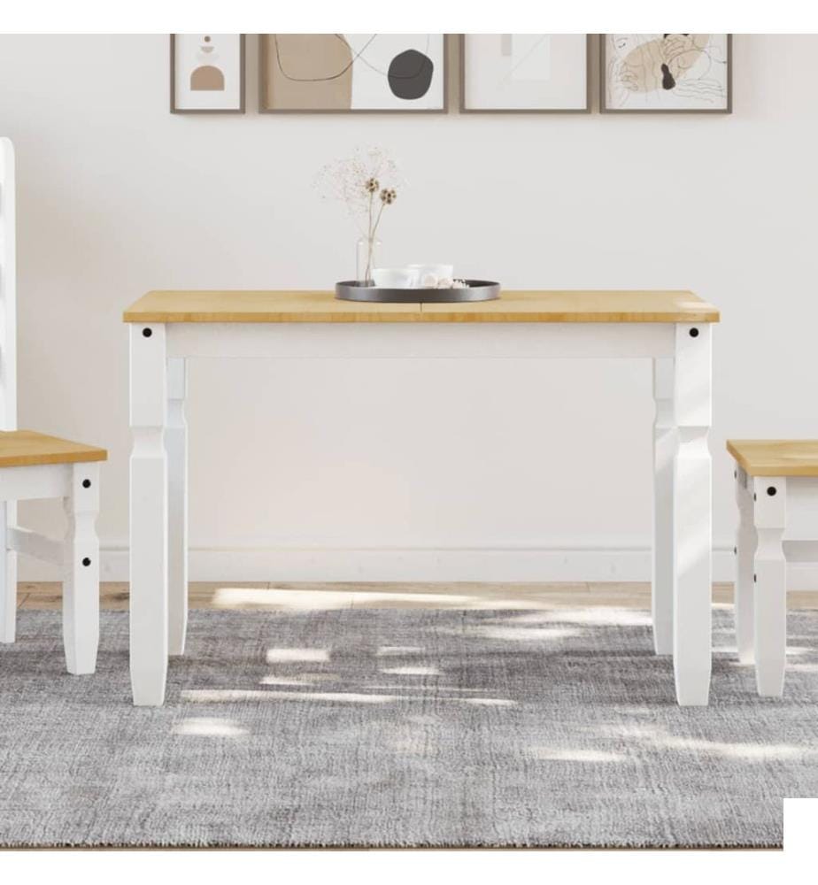 Table à manger Corona blanc 112x60x75 cm bois massif de pin