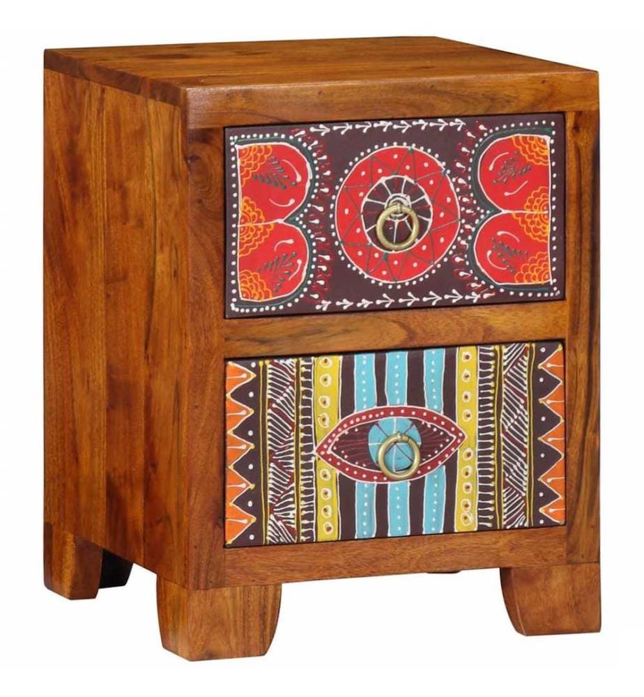 Table de chevet 35x35x45 cm bois d'acacia massif