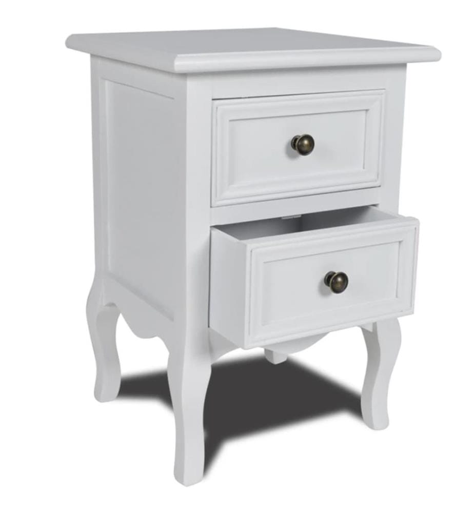 Table de chevet avec 2 tiroirs MDF Blanc