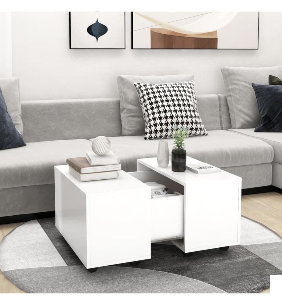 Table basse blanc 60x60x38 cm bois d'ingénierie
