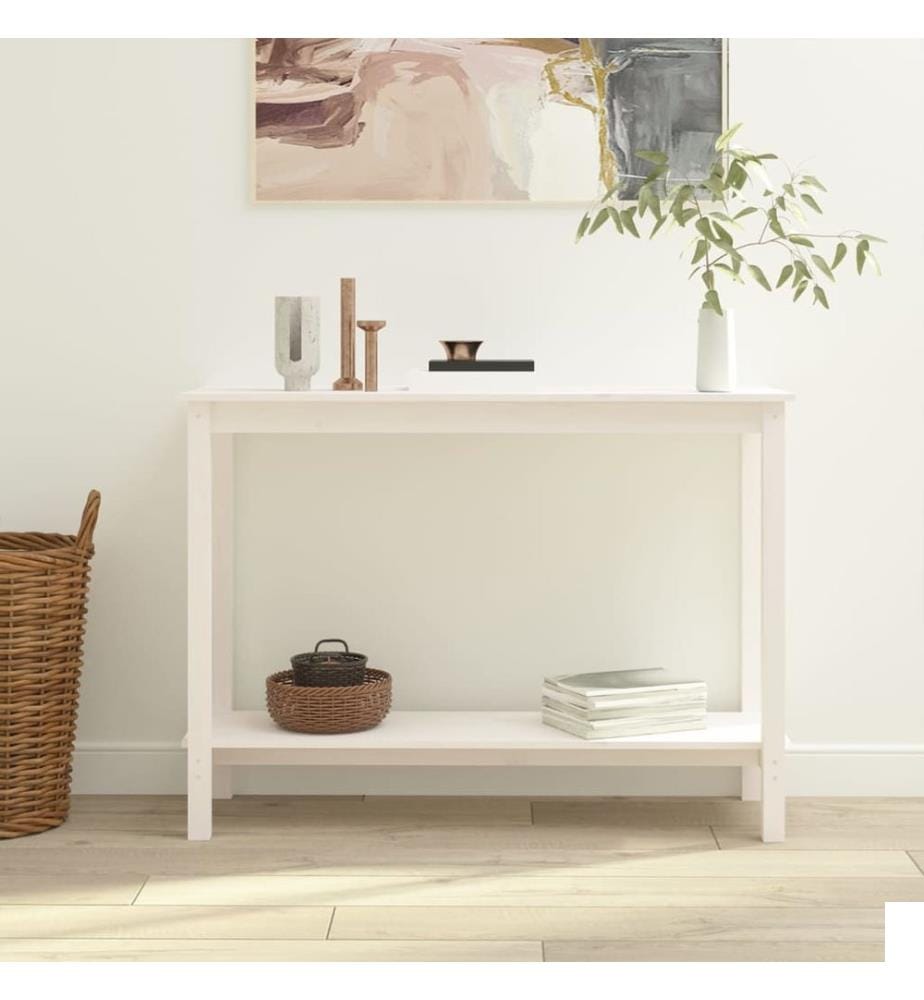 Table console Blanc 110x40x80 cm Bois massif de pin