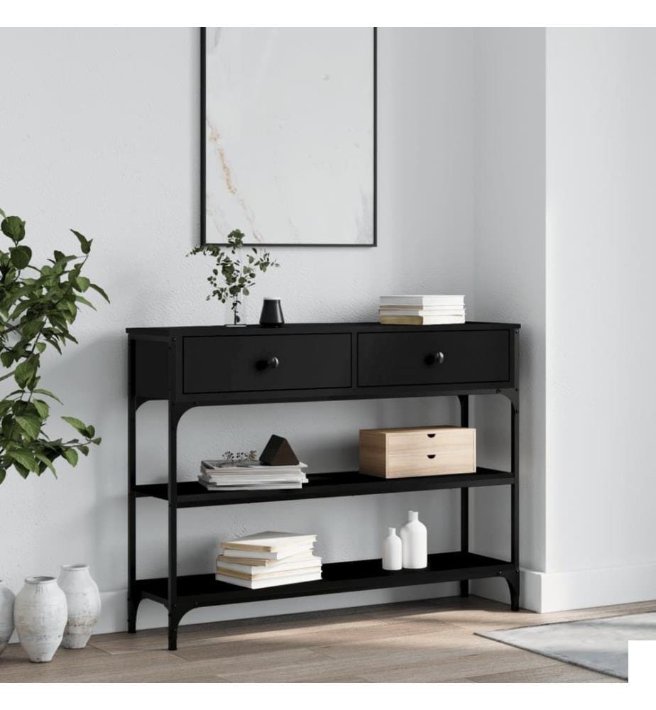 Table console noir 100x25x75 cm bois d'ingénierie