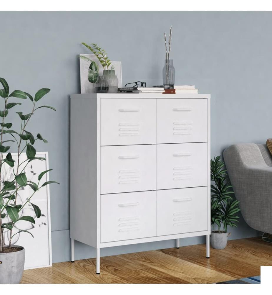 Armoire à tiroirs Blanc 80x35x101,5 cm Acier