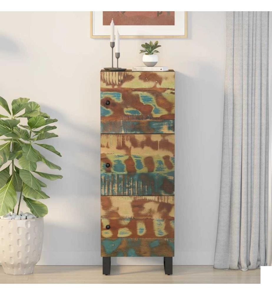 Buffet haut et tiroir 60x33x100 cm bois massif récupération/fer