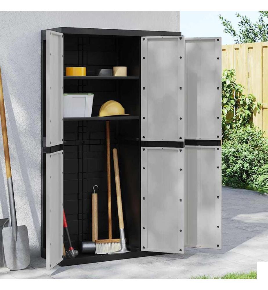 Armoire de rangement d'extérieur gris et noir 97x37x165 cm PP