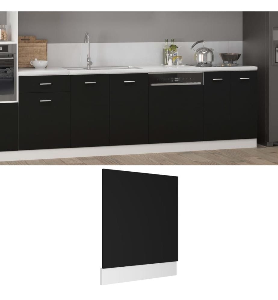 Panneau de lave-vaisselle "Lyon" noir 59,5 x 3 x 67 cm Bois d'ingénierie