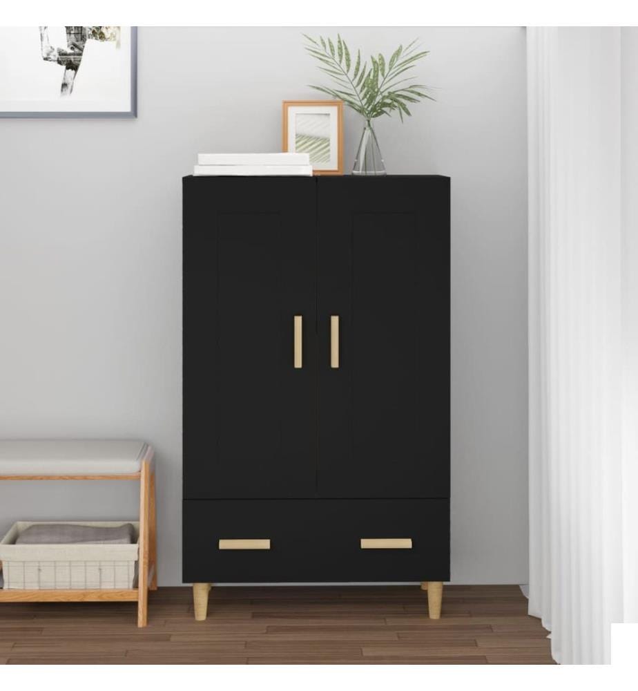 Buffet haut noir 70x31x115 cm bois d'ingénierie