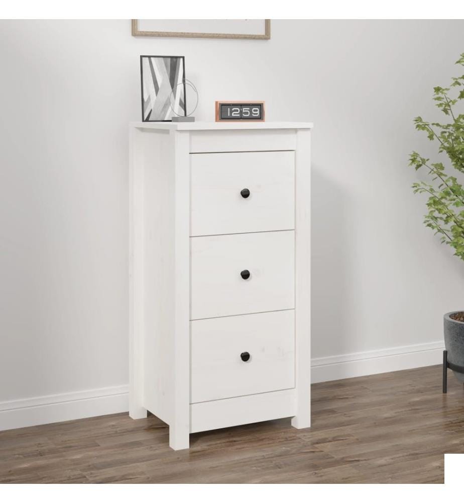 Buffet blanc 40x35x80 cm bois massif de pin