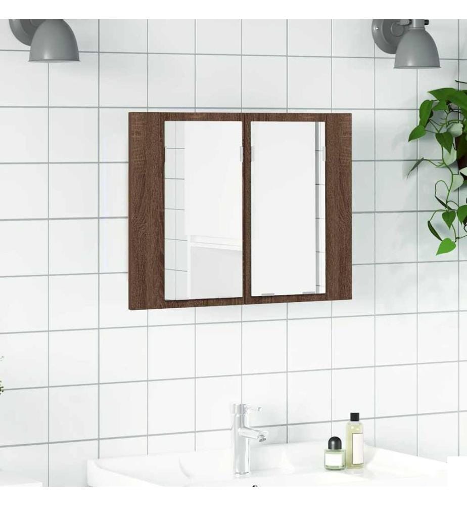 Armoire à miroir LED Chêne marron 60x12x45 cm Bois d'ingénierie