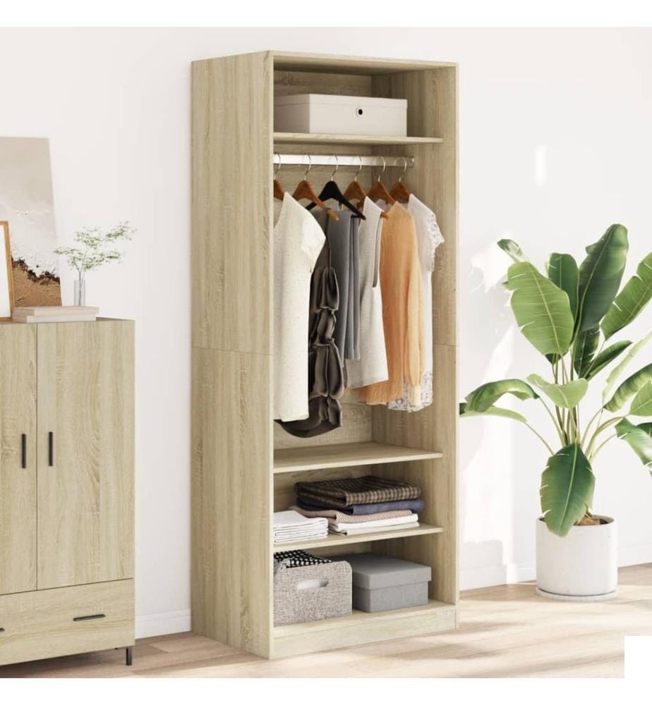 Garde-robe chêne sonoma 80x50x200 cm bois d'ingénierie