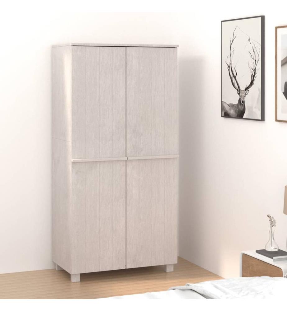 Garde-robe HAMAR Blanc 89x50x180 cm Bois massif de pin