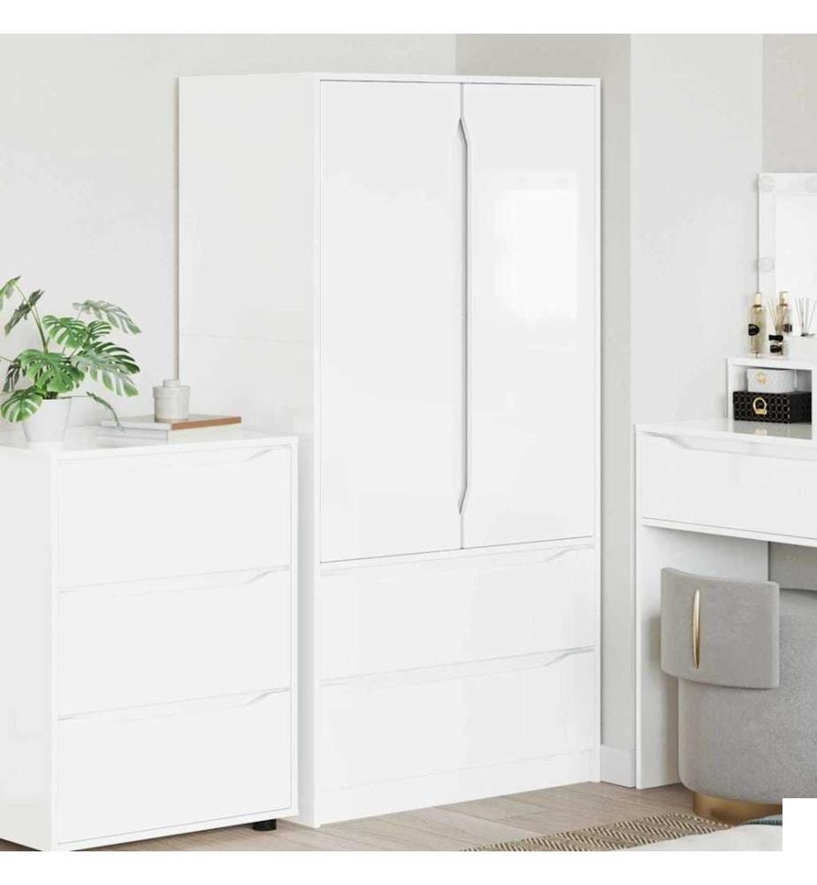 Armoire Blanc Brillant 79,5 x 49 x 156 cm Bois dingénierie