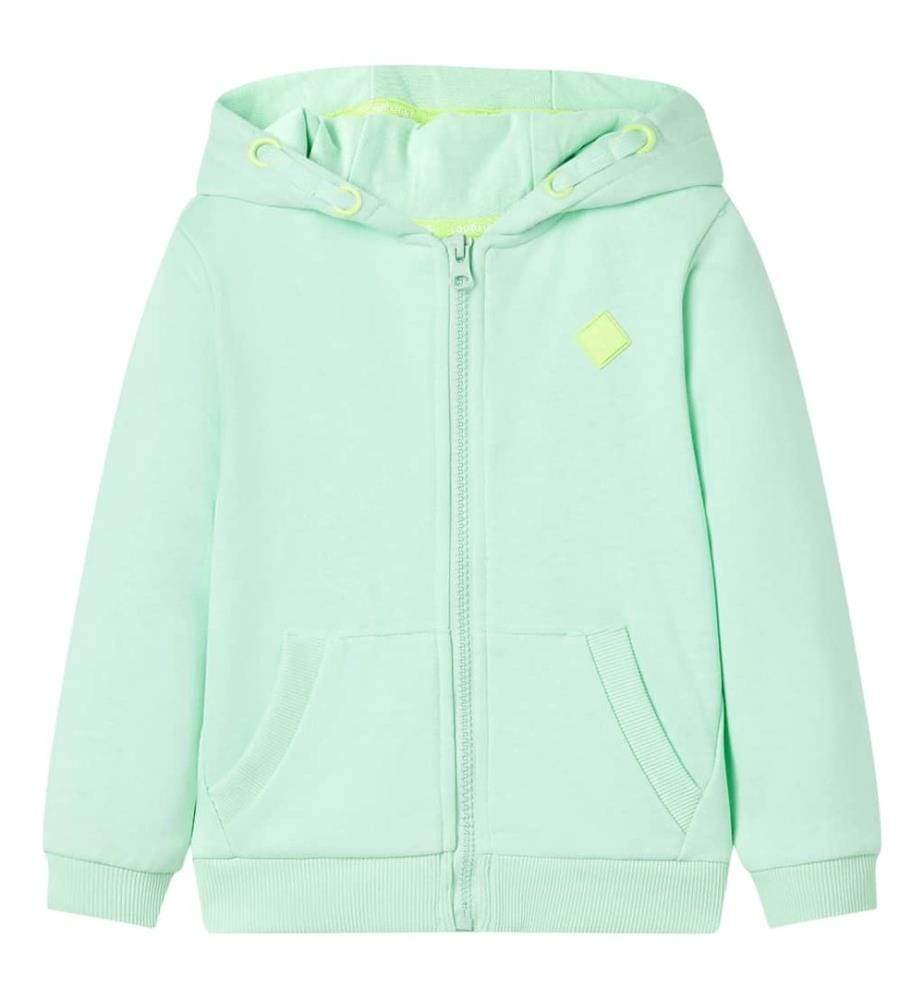 Sweat-shirt à capuche et fermeture éclair pour enfants vert vif 128