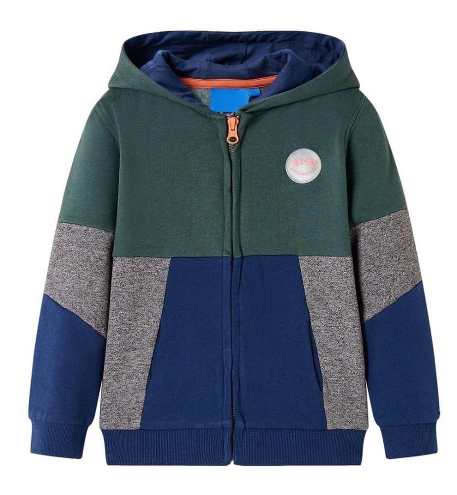 Sweatshirt à capuche avec fermeture éclair pour enfants vert foncé 92