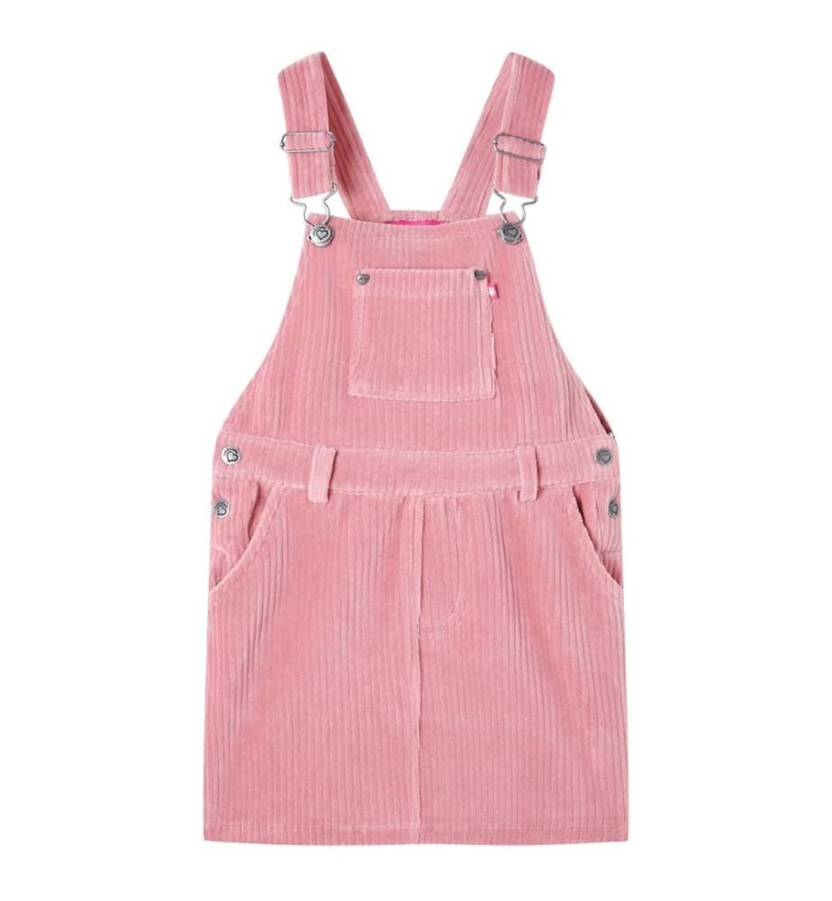 Robe salopette pour enfants velours côtelé rose clair 116