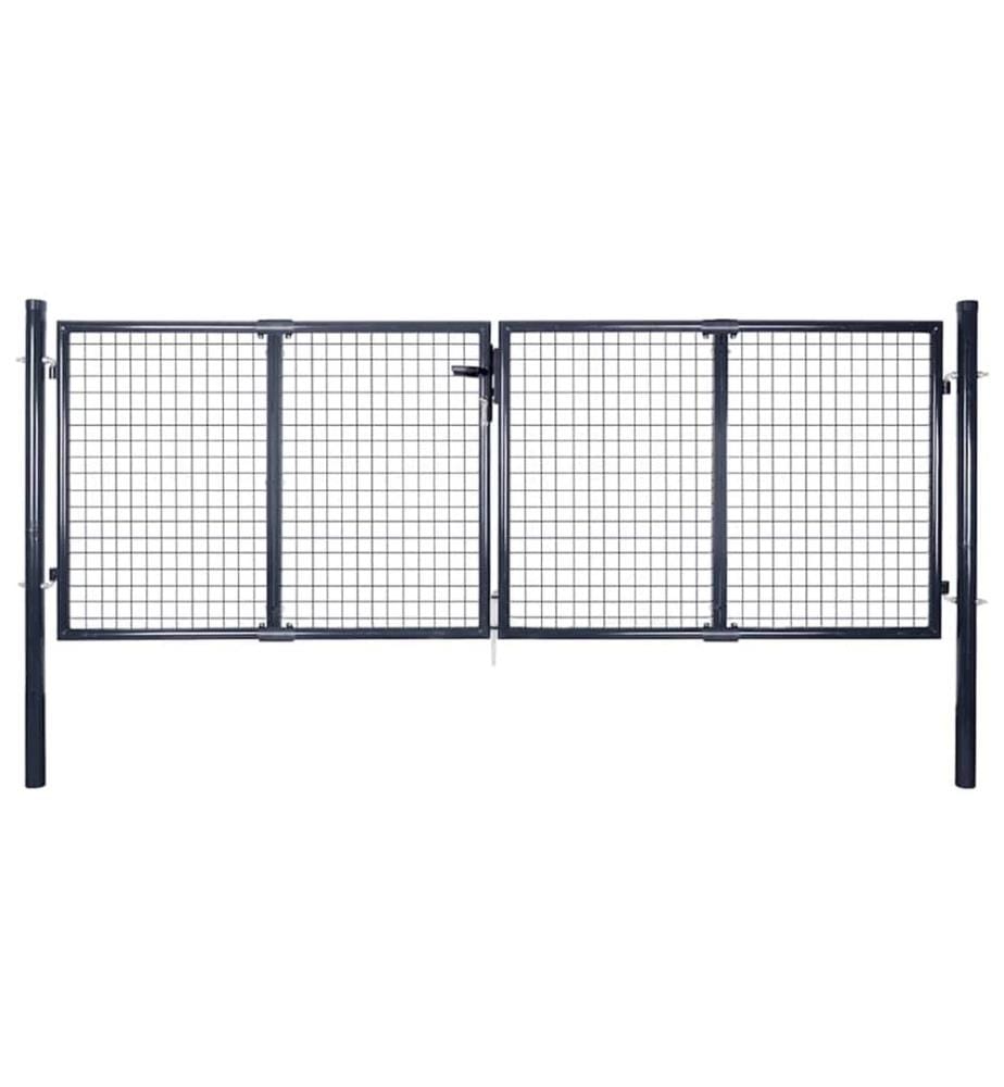 Portail de jardin grillagé en acier galvanisé 300 x 100 cm gris