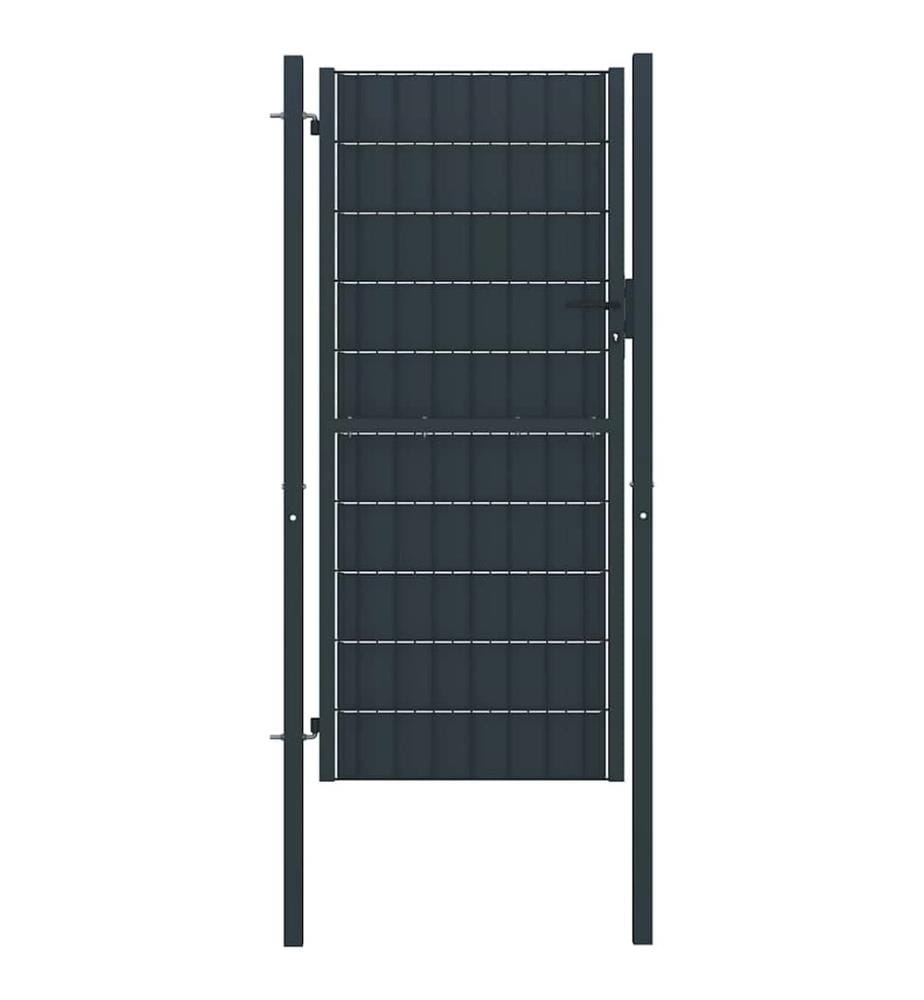 Portail de clôture en PVC et acier 100 x 164 cm anthracite