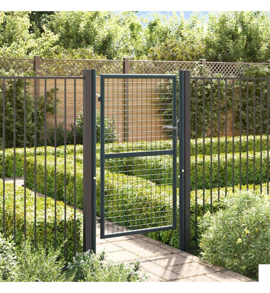 Portail de jardin grillagé en acier galvanisé gris 100 x 150 cm