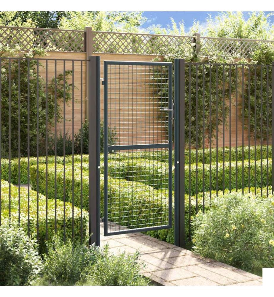 Portail de jardin grillagé en acier galvanisé gris 100 x 175 cm