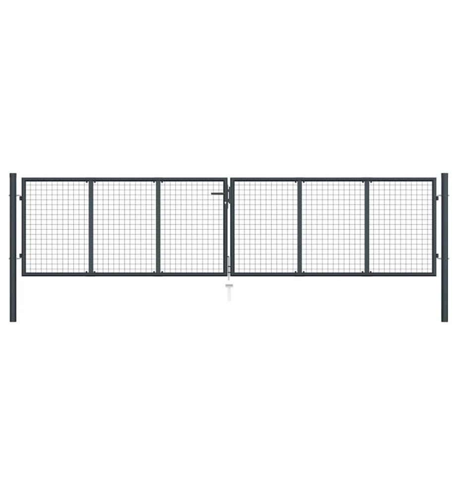Portail de jardin grillagé en acier galvanisé gris 400 x 100 cm