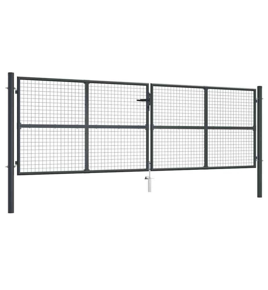 Portail de jardin grillagé en acier galvanisé gris 400 x 125 cm