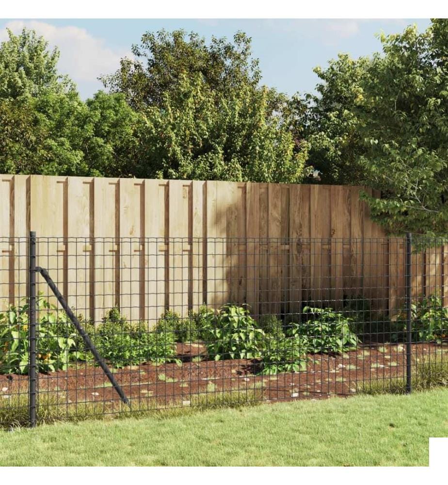 Clôture en treillis métallique et ancrage anthracite 1x25 m
