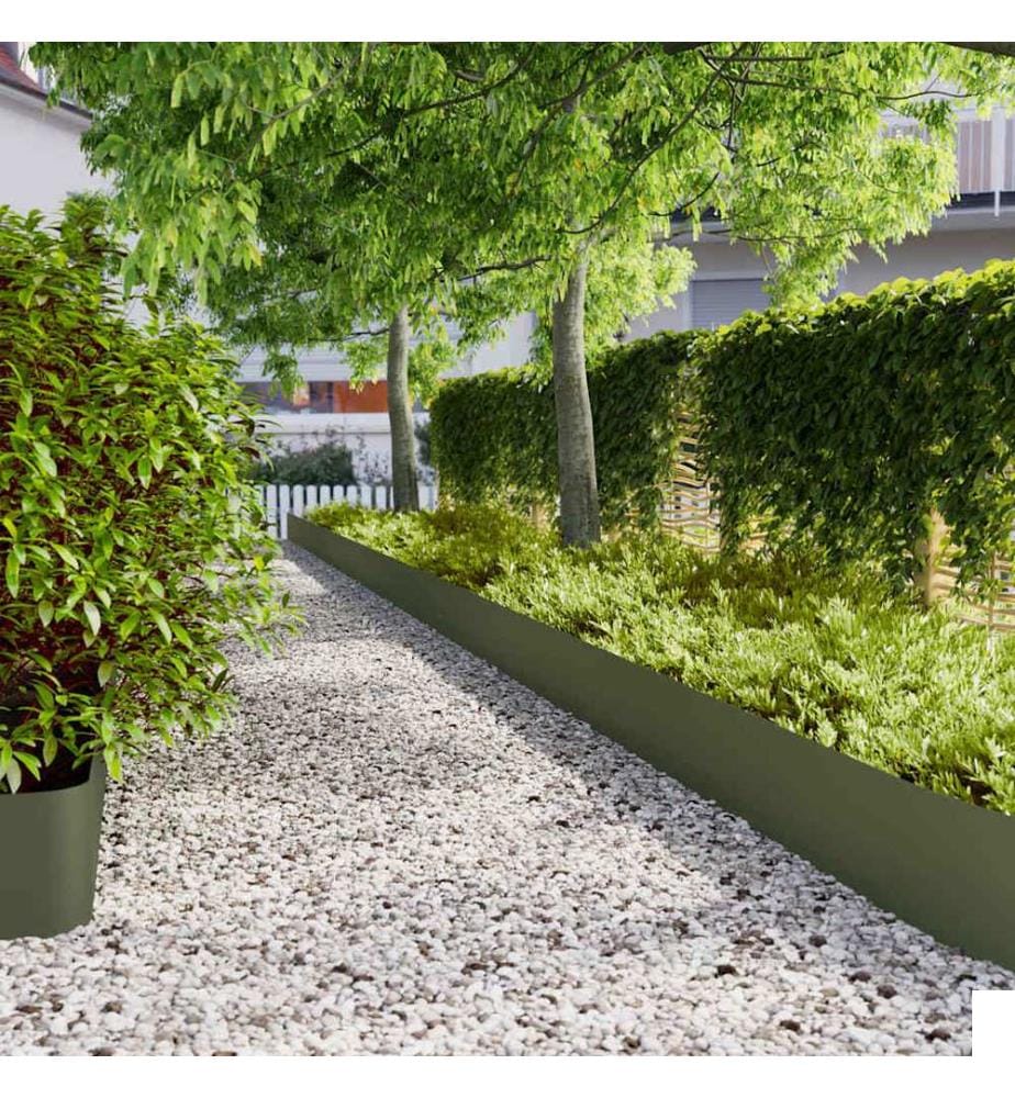Bordures pelouse 20pcs vert olive 25x103cm acier laminé à froid