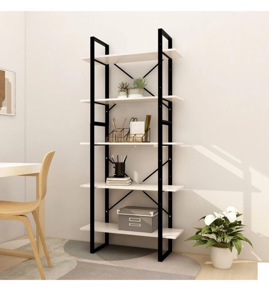 Bibliothèque à 5 niveaux Blanc 80x30x175 cm Bois de pin