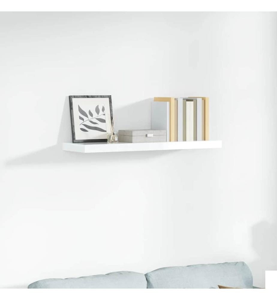 Étagère murale flottante Blanc brillant 90x23,5x3,8 cm MDF