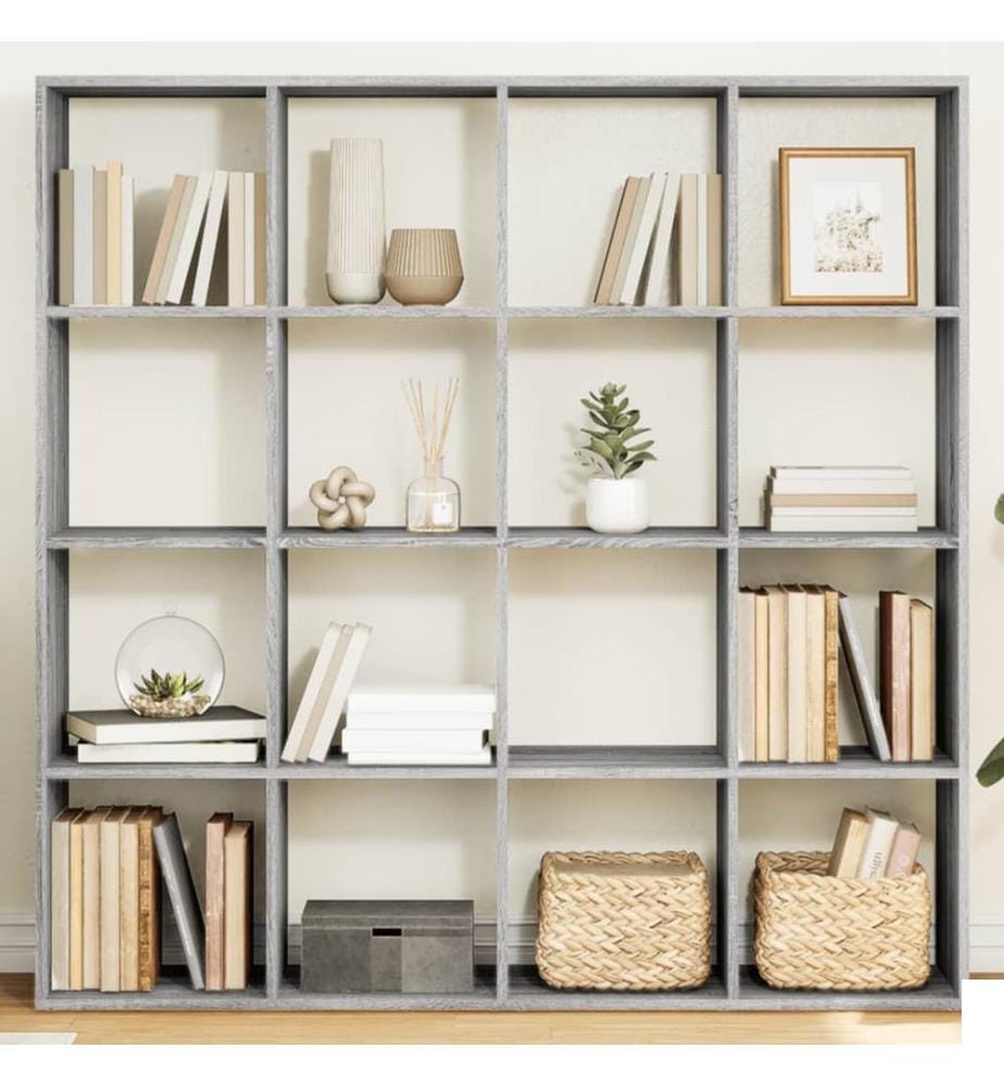 Bibliothèque sonoma gris 137,5x29x137,5 cm bois d'ingénierie