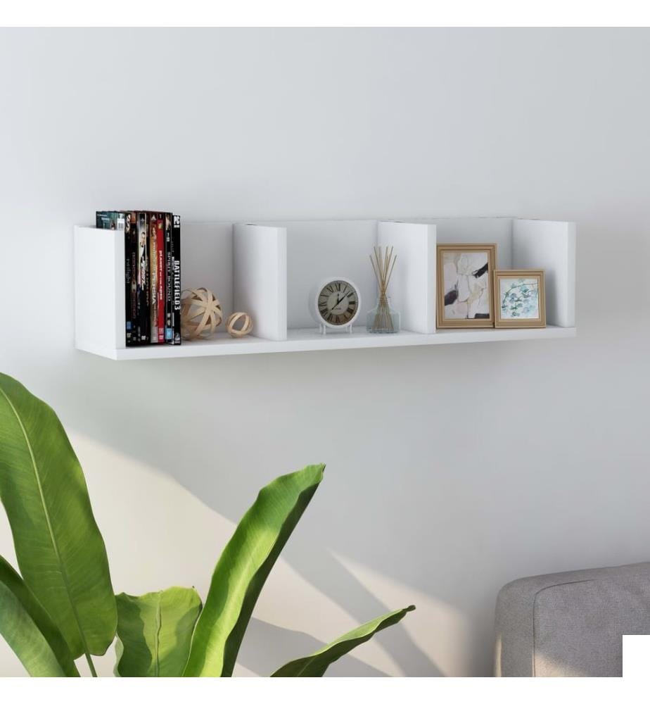 Étagère murale à CD Blanc 75x18x18 cm Bois d'ingénierie