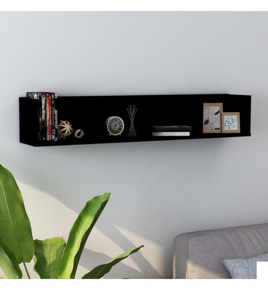 Étagère murale à CD Noir 100x18x18 cm Bois d'ingénierie