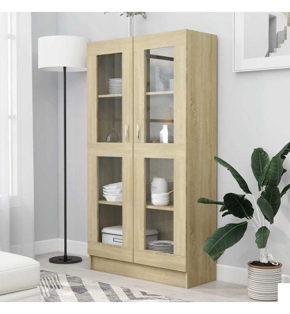 Armoire à vitrine Chêne sonoma 82,5x30,5x150 cm Bois ingénierie