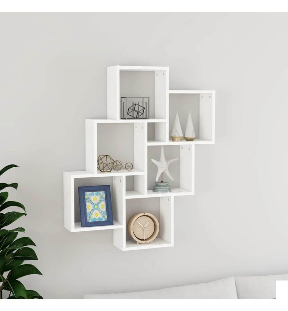 Étagère murale cube Blanc 78x15x93 cm Bois dingénierie