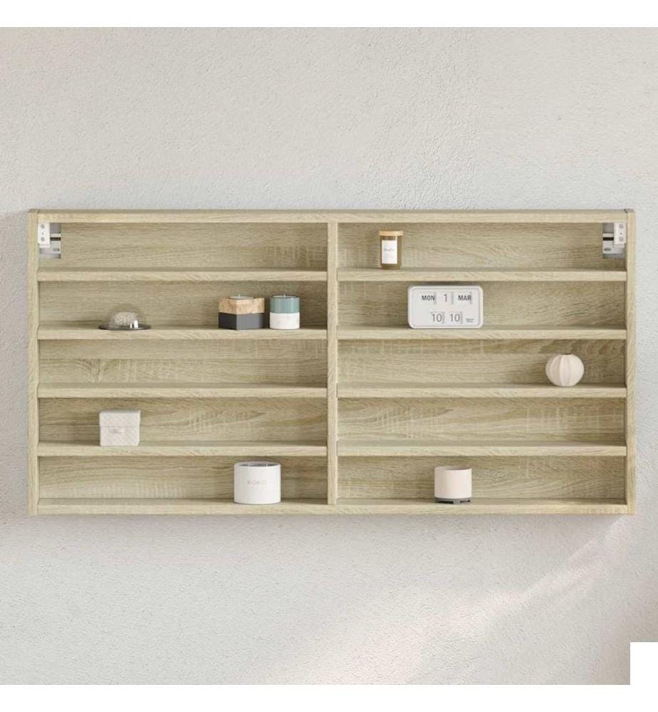 Armoire à vitrine chêne sonoma 100x8,5x50 cm bois d'ingénierie
