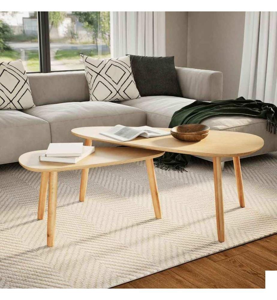Ensemble de tables basses 2 pcs Bois de pin massif Marron