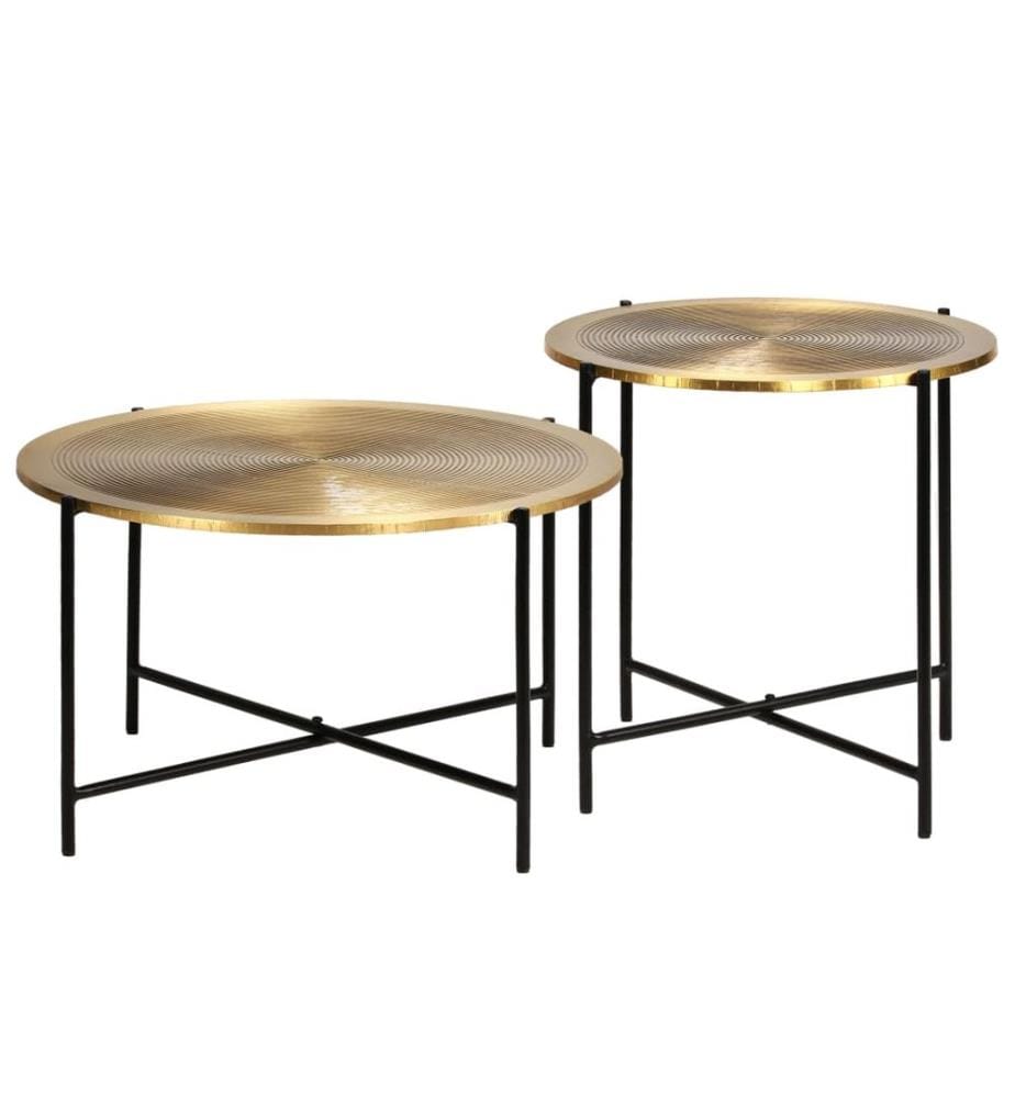 Ensemble de tables 2 pcs MDF recouvert de laiton