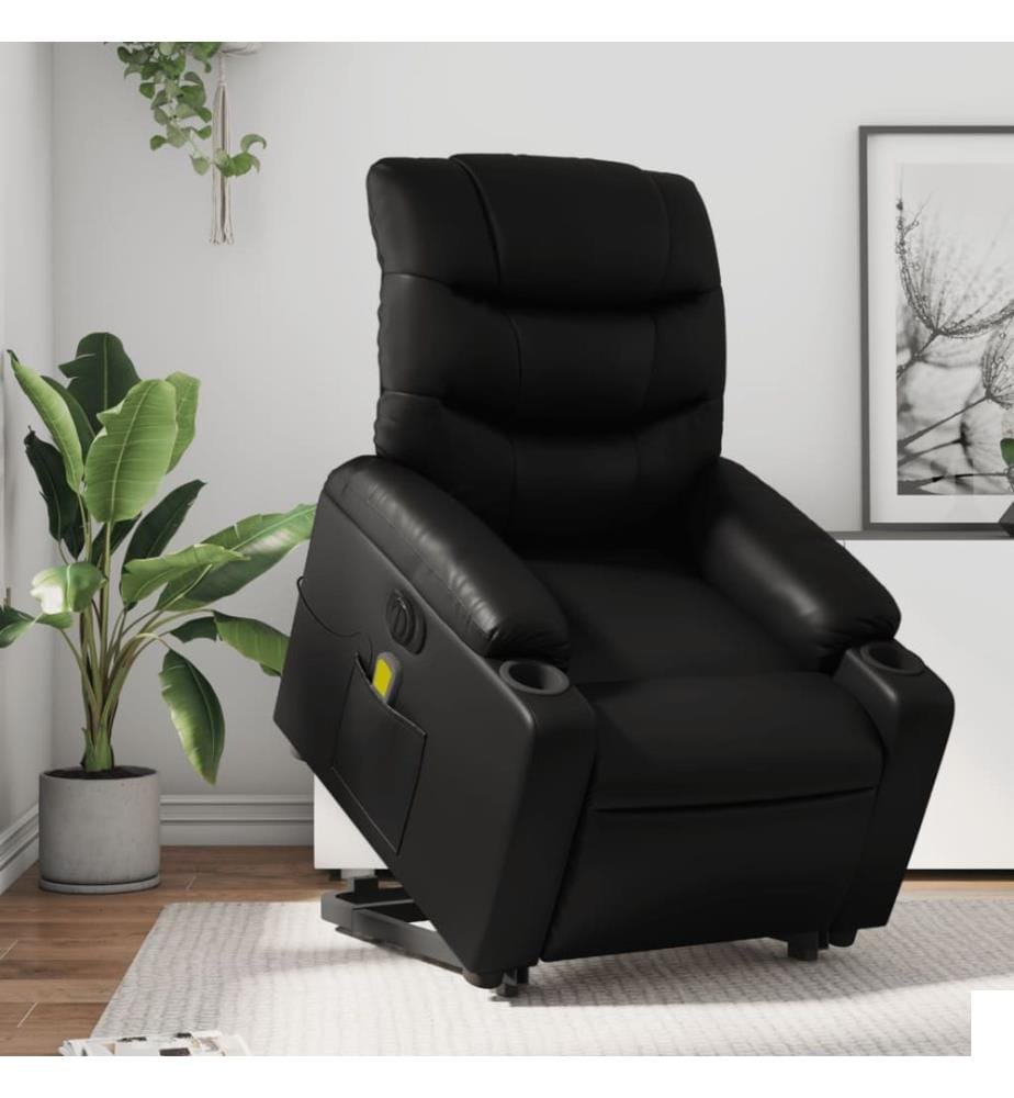 Fauteuil inclinable de massage électrique noir similicuir
