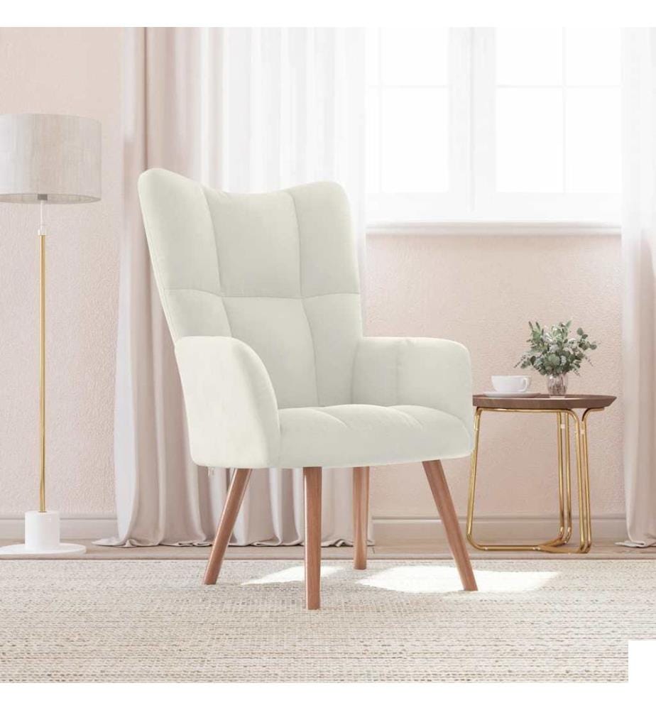 Chaise de relaxation Blanc crème Velours