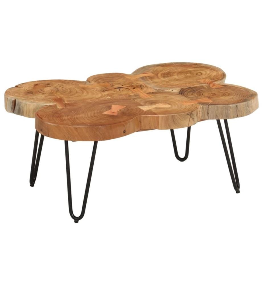 Table basse 36 cm 6 troncs bois d'acacia massif