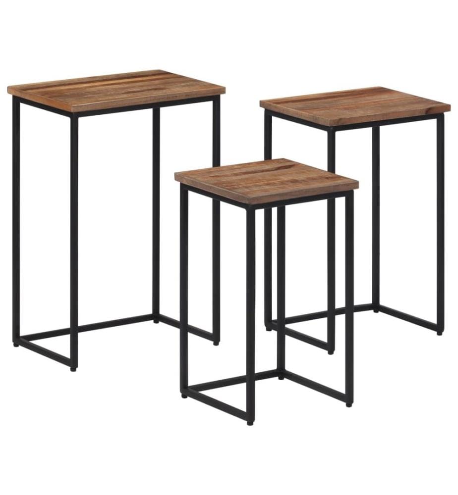 Tables basses gigognes 3 pcs bois massif de teck