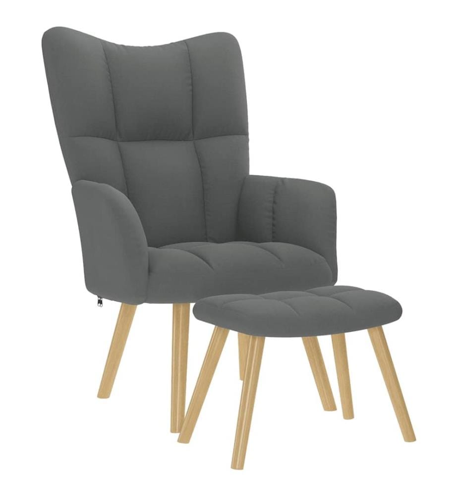 Chaise de relaxation avec repose-pied Gris foncé Tissu