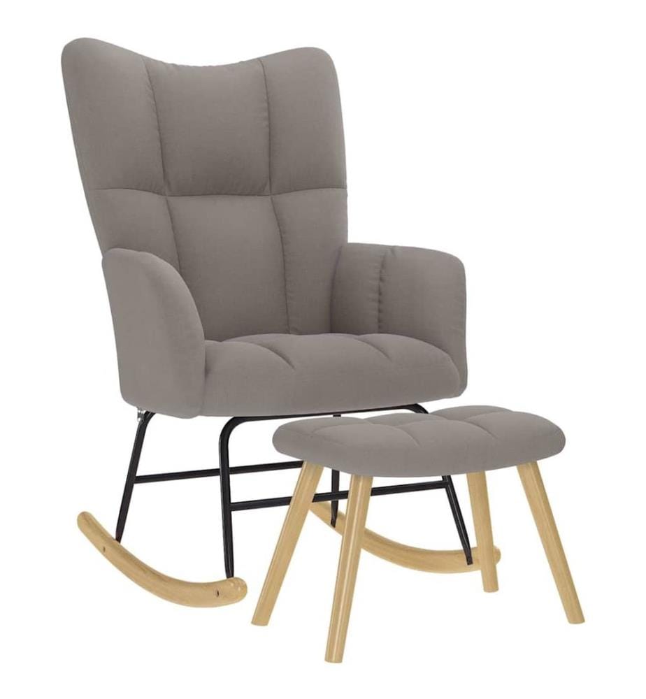 Chaise à bascule avec repose-pied Taupe Tissu